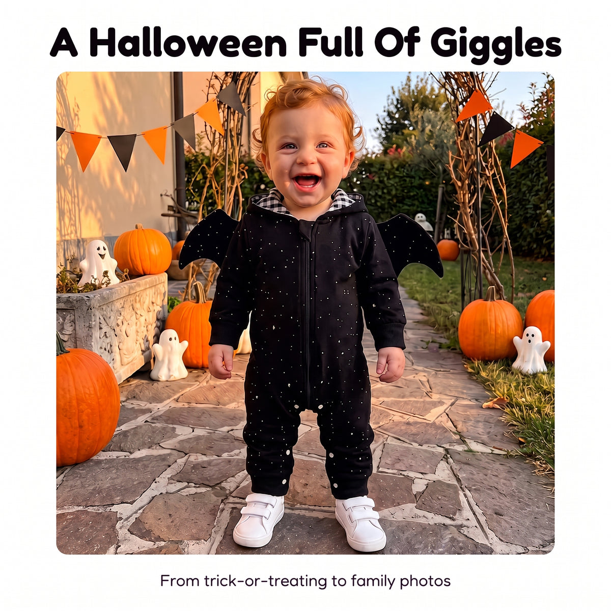 Baby Bat Costume with Horns and Wings